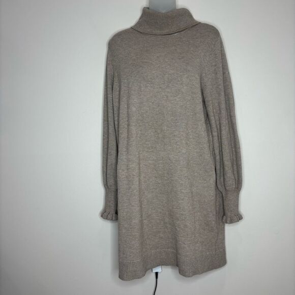 LC Lauren Conrad Dresses & Skirts - LC Lauren Conrad Long Sleeve Tan Beige Sweater Dress turtleneck loose fit small